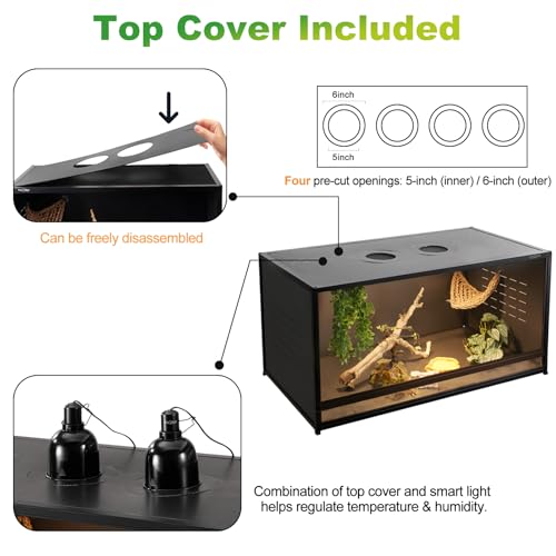 Reptile Tank 230 Gallon, 48"x24"x46" Large Reptile Enclosure for Bearded Dragon and Ball Python, Extra Tall Snake Terrarium with Front Opening Tempered Glass Door, Combination Lock - size: 48"x24"x46" (230 Gallon)