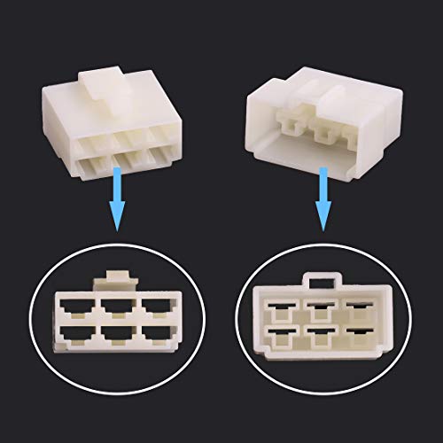 Glarks 280Pcs 6.3mm 6 Pin Way Electrical Automotive Wire Connector Male Female Socket Plug and Terminals Kit for Motorcycle, Bike, Car, Boats (20Set 6.3mm 6P) - size: 20Set 6.3mm 6P