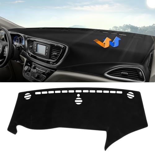 Autorder Dashboard Cover Mat for 2017-2025 2026 Chrsyler Pacifica Minivan Accessories Dash Cover Upgrade Velvet Dash Mat Sunshade Glare UV Rays Protector - size: Black 17-26 Chrsyler Pacifica Minivan