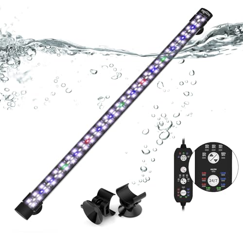 SEAOURA Submersible Aquarium Light for 24 to 43 Inch Fish Tank, 24/7 Cycle Fish Tank Light with Timer, Aquarium Plant Light with Full Spectrum+7 Single Colors, Auto On/Off, Adjustable Brightness - size: 22.8 Inch length