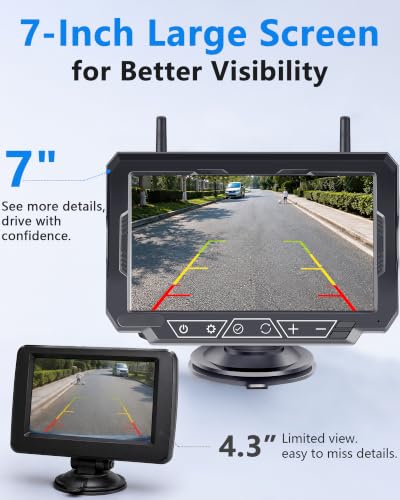1080P HD 7-Inch Wireless Backup Camera: 15-Min Easy Install Plug & Play - size: 7'' + License Plate Camera for Car