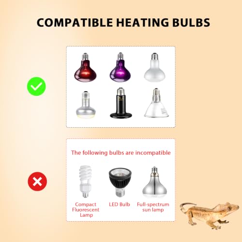 REPTITRIP 8.5 Inch Reptile Heat Lamp Fixture with PID Thermostat & 150W Ceramic Heat Emitter (Non-Light Emitting), Independent Day & Night Temperatures, Lampshade MAX 150W - size: 8.5 inch