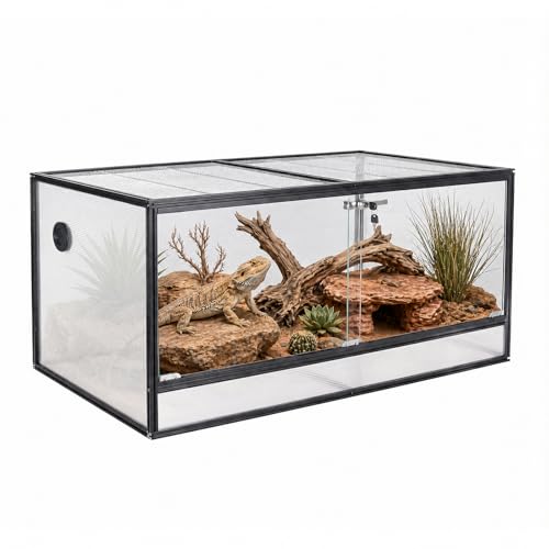 120 Gallon Bearded Dragon Tank, 48x24x24 Reptile Enclosure - size: 48x24x24" (120 Gallon)
