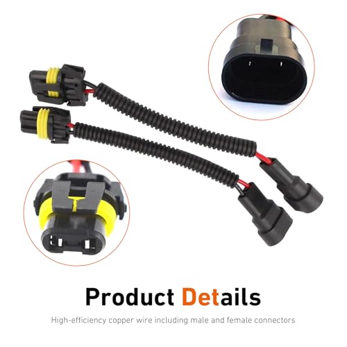 2 PCS Car Bulb Socket Conversion Wiring Harness, 9005 9006 Extension Wiring Harness Sockets Wires, Car Male-to-Female Conversion Connector, Universal for High/Low Beam, Fog Lights - color: 9005/9006