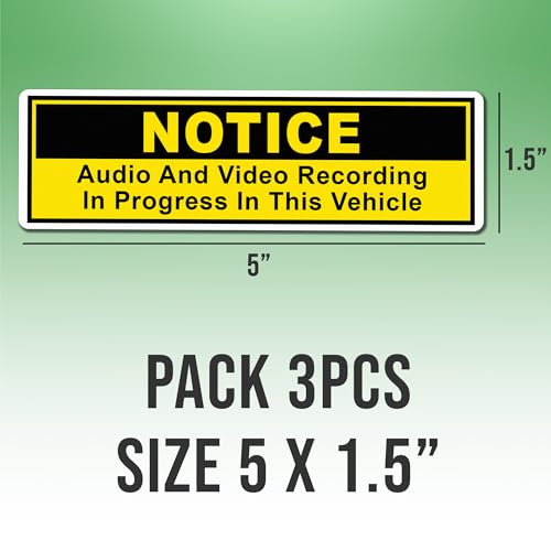 TAYTA Notice Dash Cam Audio and Video Recording Sticker, 5x1.5", 3 Pcs - color: Style 2