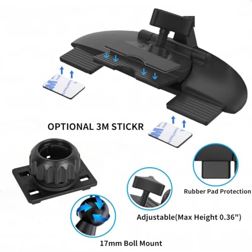 CD Slot Phone Mount for Car, 17mm Ball Adapter with Locking System, Compatible with Portable CarPlay Screen, Baby Monitor & Cell Phone Holder