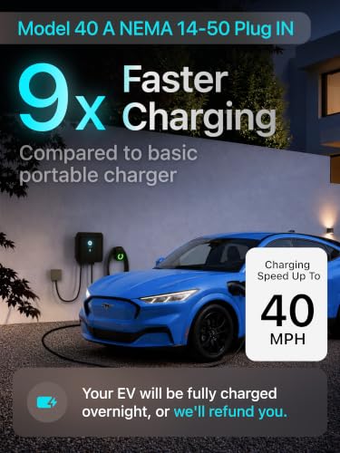 EVIQO Level 2 EV Charger J1772 40A NEMA 14-50 - 240V Wall Charging Station - size: 40