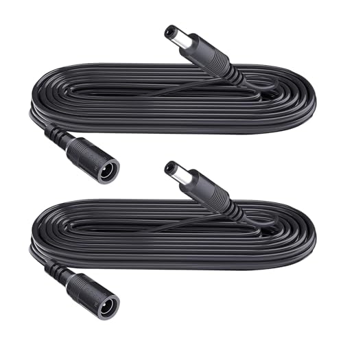 6.6FT 2M DC Power Extension Cable 5.5mm x 2.1mm,for CCTV Camera IP WiFi Camera,DVR,LED Strip,DC Power Supply Adapter Extender Cable,Black (Pack of 2) - size: 6.6FT