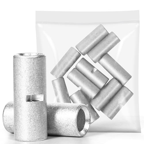 haisstronica 10PCS Non-Insulated Butt Connectors AWG 4 Tinned Copper - size: 4 AWG