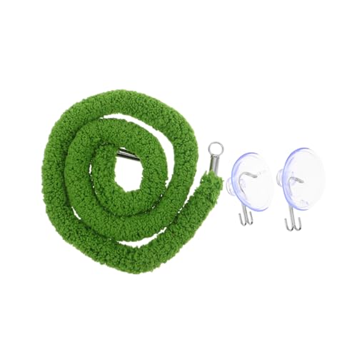 DECHOUS Flexible Green Plush Reptile Jungle Vine Rope with Suction Cup Hook for Lizard and Chameleon Tank Habitat, Realistic Design Climbing Accessory for Terrarium Enclosure