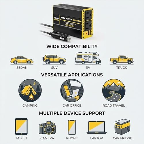 300W Car Power Inverter - DC 12V to 110V AC Car Plug Adapter
