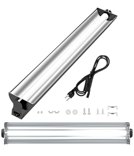T5 Reptile Light Fixture Combo Kit 24W Light Fixture Reptile Terrarium Hood 10.0 UVB Light Bulb Fluorescent Tube for Tropical and Deserts Such as Bearded Dragon Lizards and Tortoises - size: 24W T5 Suite