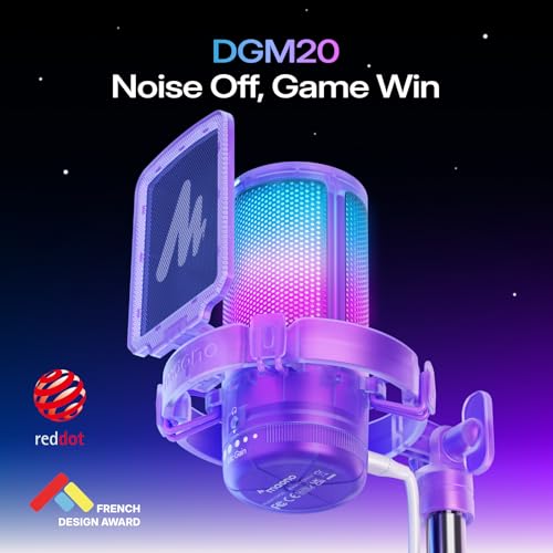 MAONO DGM20 USB Gaming Microphone for PC with Clear Voice & RGB Lighting - color: Purple