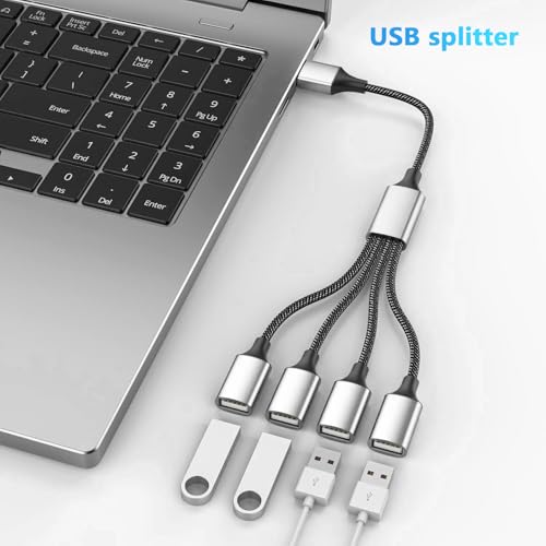 (2-Packs) USB Splitter Hub 4-Port, USB 2.0 Multi-Port Adapter for Charging and Data Transfer, Compatible with Laptop, PC, Printer, U Disk, Keyboard, TV, Tesla Model 3 - color: USB 1to4