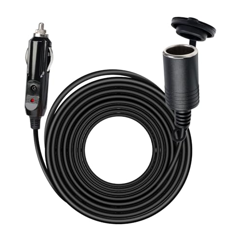 TMH 16.4 FT Cigarette Lighter Extension Cord – 18AWG 12V/24V DC Power Cable, Male to Female Socket Adapter for Car, Truck, RV, Boat Devices - size: 18 AWG - 16.4 FT