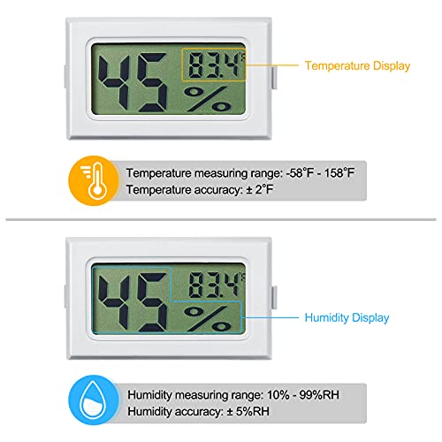 Weewooday Mini Digital Temperature Humidity Meters Gauge with Probe Gauge LCD Fahrenheit Display Thermometer Hygrometer for Incubator Reptile Plant Greenhouse Chicken Coop Garden(White, 3 Pieces) - size: White