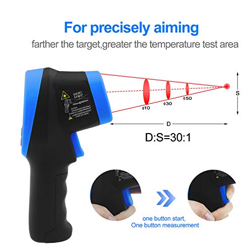 High Temp Infrared Thermometer -58℉~2732℉ Forge Thermometer 30:1 Digital IR Temperature Gauge,Non-Contact Pyrometer for Kiln,Forging,Engine,Industry and Home Repair. - color: AP-2732 Blue