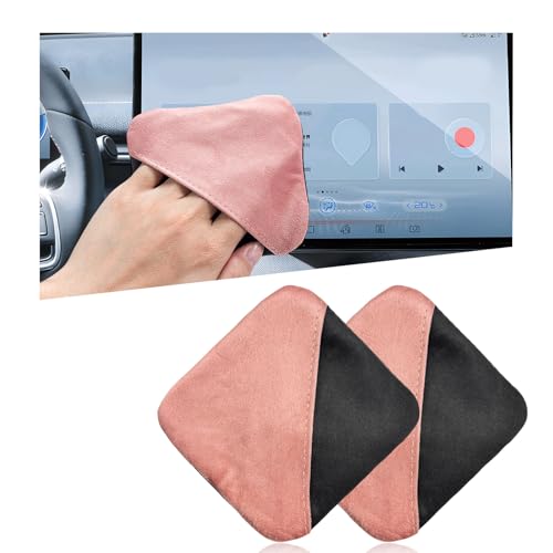 Ohleats Car Screen Cleaner, Microfiber Cleaning Pad - color: Pink&Gray,2Pcs