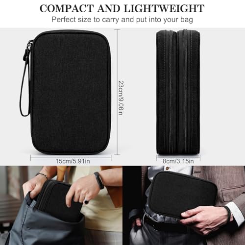 FYY Electronic Organizer, Travel Tech Pouch Bag, Large, Black - color: Black, size: 9.1 x 5.9 x 3.15 inches