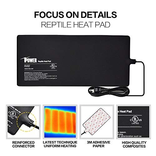 iPower 8 by 18-Inch 24W Reptile Heat Mat, LCD Digital Aquarium Thermometer, Under Tank Warmer Terrarium Heat Pad for Turtles Lizards Frogs and Other Small Animals, Multi Sizes - size: 8" x 18", style: Heat Pad + Thermometer