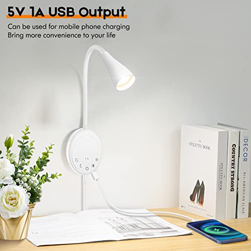 SANKEDOU LED Wall Mount Reading Light, Bedside Reading Lights, 5 Dimmable - color: White-2P