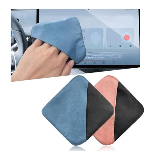 Ohleats 2PCS Car Screen Cleaner, Microfiber Cleaning Pad, Pink+Blue - color: Pink+blue