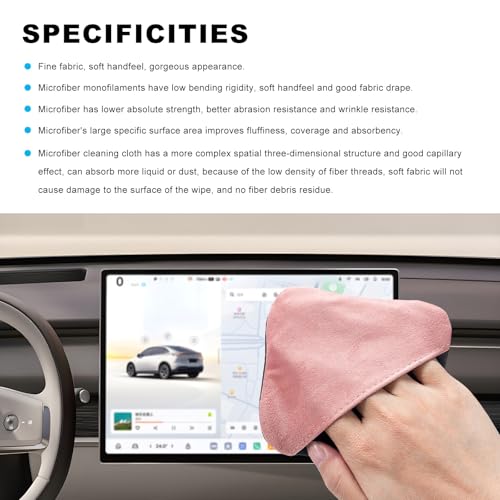 Ohleats Car Screen Cleaner, Microfiber Cleaning Pad - color: Pink&Gray,2Pcs