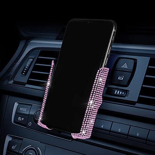 SUNCARACCL Pink Bling Car Phone Holder Diamond Car Vent Phone Mount - color: Pink
