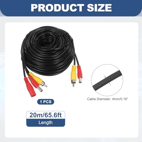 MECCANIXITY RCA DC HD Video AV Extension Cable 65.6FT/20M 2 in 1 - size: 65.6FT/20M