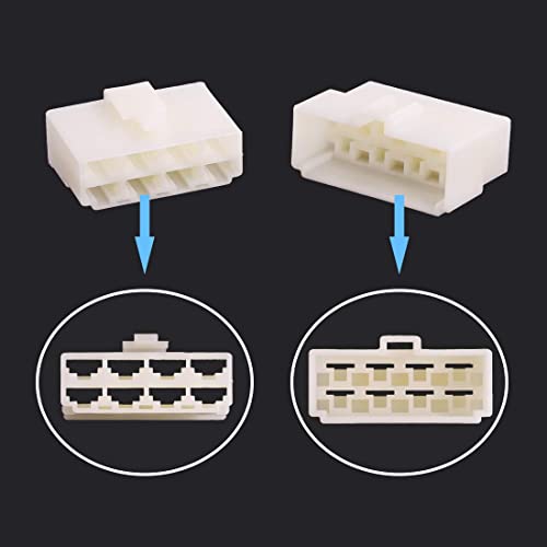 Glarks 180Pcs 6.3mm 8 Pin Way Electrical Automotive Wire Connector Male Female Socket Plug and Terminals Kit for Motorcycle, Bike, Car, Boats (10Set 6.3mm 8P) - size: 10Set 6.3mm 8P