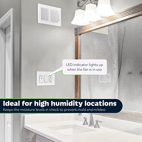 TOPGREENER Humidity Sensor and Fan Control Switch, Ventilation Fan Humidity Sensor Switch, Neutral Wire Required, TDHS5, 2-Pack (Wall Plate Included) - color: White