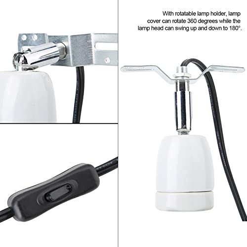 Ejoyous Reptile Light Fixture, E27 Rotatable Reptile Pet Clip Heat Lamp, Reptile Ceramic Heat Lamp Holder, Adjustable Reptile Bulb Base Socket Holder 300W (US Plug)