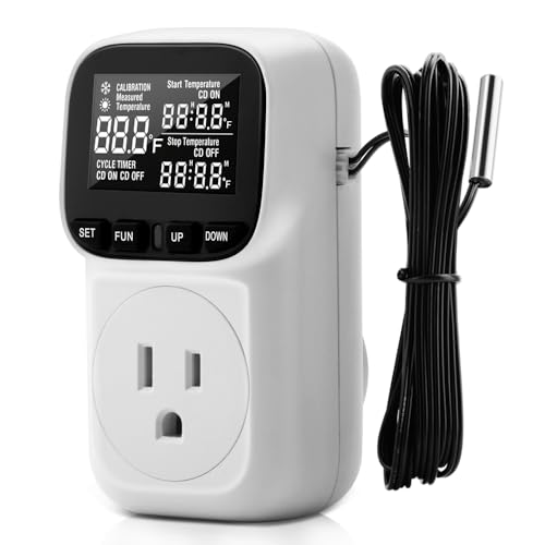 diymore All-Purpose Digital Temperature Controller Thermostat Fahrenheit Thermostat with Sensor (110-220V) ITC-1000F for Refrigerator Fermenter, Heate Blanket Temperature Controller