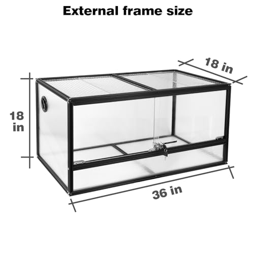 50 Gallon Bearded Dragon Tank, 36x18x18 Reptile Terrarium - size: 36x18x18" (50 Gallon)