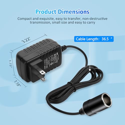 110v to 12v converter,Car Cigarette Lighter Adapter - AC to DC Converter(110V-240V to 12V),Car Power Adapter 2A 24W,Compatible with Car Purifier,humidifiers,Car bluetooth,camping shower, and more - color: black-1