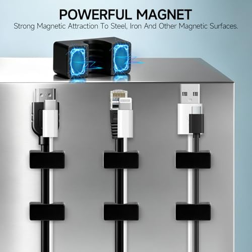 8 Pack Magnetic Cord Holder, Large Cable Clips, Strong Magnet Cable Holder