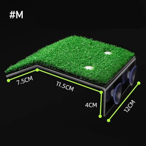 Turtle Basking Platform Lawn Resting Basking Platform Simulation Grass Ramps Tortoise Habitat Terrace Turtle Tank Accessories - size: M
