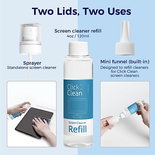 CLICK CLEAN Screen Cleaner Kit, 2 Cleaning Sprays with 4 oz Refill - size: 2 L126T Screen Cleaner Refill Kits