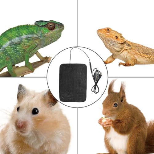 Tiiyee Reptile Heat Pad, Under Tank Terrarium Heating Mat Hermit Crab Heater Non Adhesive with Temperature Adjustment for Small Animals Turtle Tortoise Snakes Lizard Frog Gecko Amphibians Plant Warmer