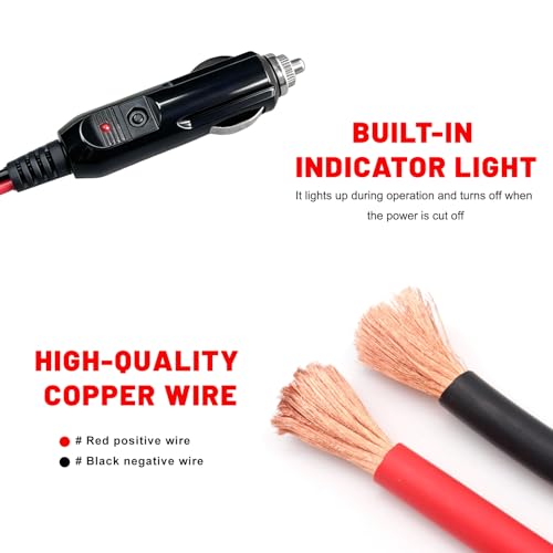 Car Cigarette Lighter Splitter, 12V 24V 1 to 3 Auto Power Charger Port with Indicator Light & 15A Fuse, 3-Socket Cigarette Lighter Adapter Extension Cable for Most Cars - color: 1 to 3