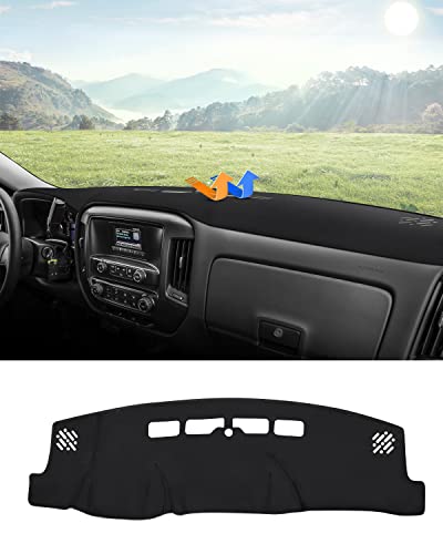 Autorder Dashboard Cover Mat for 2014-2018 Chevy Chevrolet Silverado/GMC Sierra 1500, 2015-2019 Silverado/GMC Sierra 2500HD 3500HD Accessories Dash Cover Flannel Sunshade Glare UV Rays Protector - size: Black 14-18 Silverado