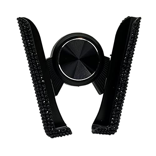 SUNCARACCL Bling Car Phone Holder, 360 Degrees Adjustable Crystal Auto Car Mount Phone Holder for Dashboard,Windshield and Air Vent (Black) - color: Black