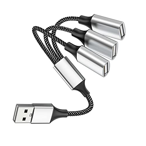 Fidioto USB Splitter Y Cable,USB 1 Male to 3 Female Extension Cord Connector,Dual Double USBA Port Extender Hub,Data&Charger Power Split Adapter for Mac,Laptop,PC,Xbox One Series X/S,PS4,PS5 - style: 1 in 3 out-10in