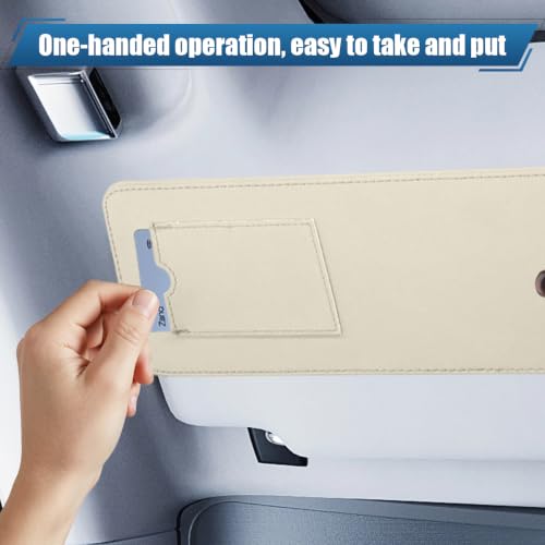 Car Sun Visor Extender with Sunglass Clip&Ticket Card Holder, Beige - color: Beige