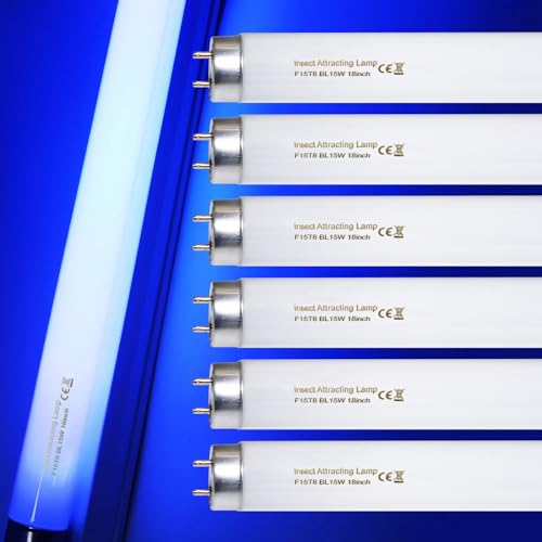 amgolibi 18 Inch 15 Watt Black Light Bulb F15T8/BL Replacement T8 Fluorescent Lamps for 30W Machine 350BL 365-nm Blue Light 6 Count - style: 6 Pack
