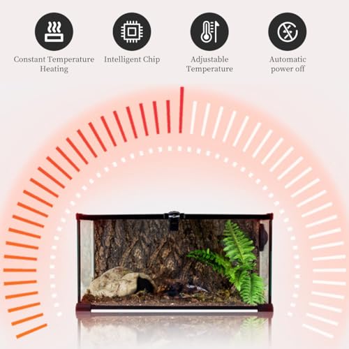 110 to 120V 5W Reptile Heating Pad, Waterproof Under Tank Heater Thermostat, Multifunctional Reptile Heat Mat with Temperature Adjustment Switch for Turtles, Lizards, Frogs - size: 5W