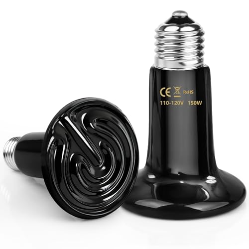 150W Ceramic Heat Emitter Reptile Heat Bulb E26 Base Heat Lamp Bulbs No Light Heat Lamp for Amphibian Pet Brooder Coop Lizard Turtle Snake Terrarium - style: 150 Watts