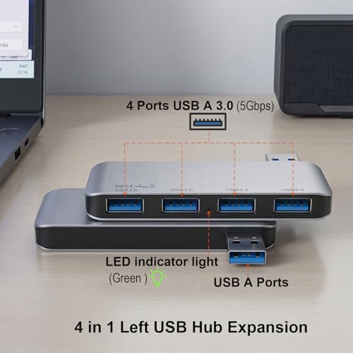 USB 3.0 Hub 4-Port Cable-Free USB Splitter for Laptop Left Side - color: Silvery(Left)