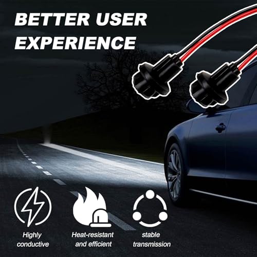 DXNQ 6PCS T10 Extension Harness Plug Connector, Car Instrument 194 Bulb Socket Base with 4.33" Wire Harness, Tail Light Socket Pre-Wired Rubber Lamp Holder for 168 175 194 W5W Bulb - color: T10-12BK01