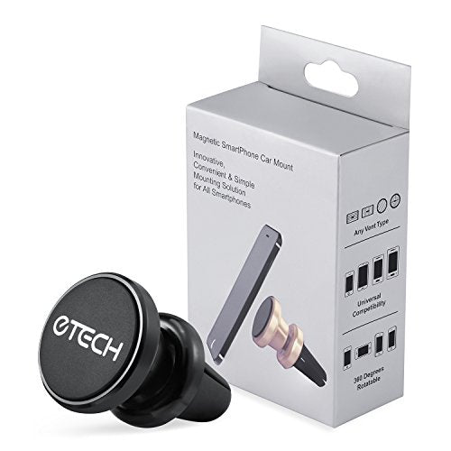 eTECH Magnetic Phone Car Mount Holder, Magnetic Mount Universal Air Vent (Black) - color: Black